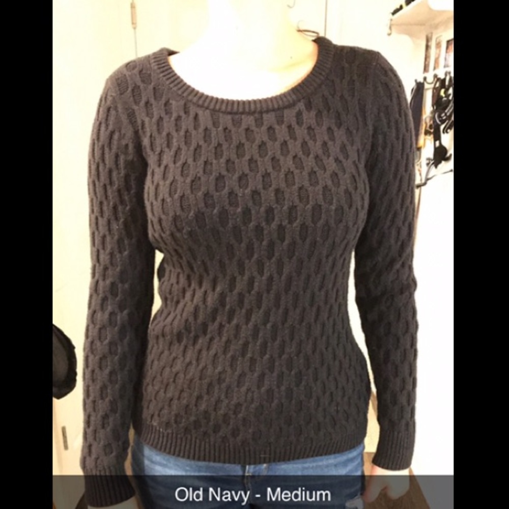 Black Honeycomb-knit Sweater